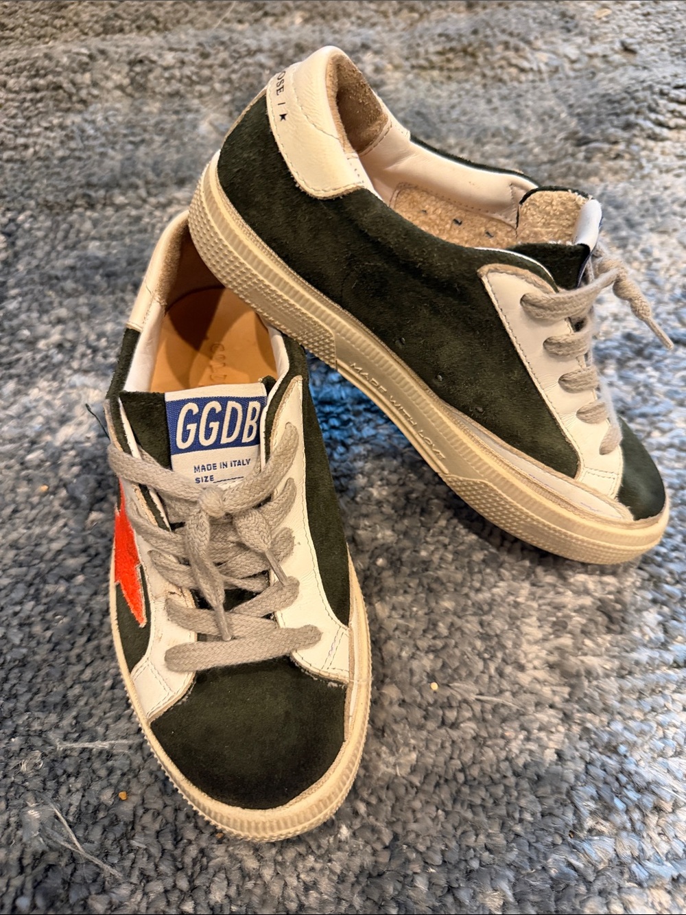 Golden Goose Suede Low-Top Sneakers with Orange Star